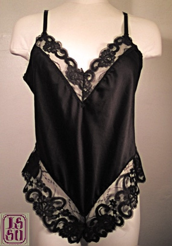 Items Similar To Black Lace Vintage Teddy Lingerie On Etsy 