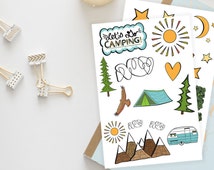 Unique camping stickers related items | Etsy