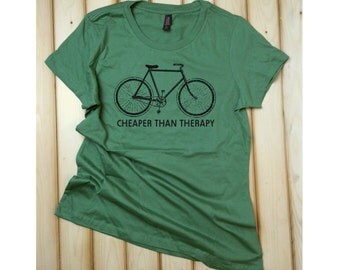 Bicycle T-Shirt, Bike Tee, Bicycle TShirt, Bicycle Shirt, Bike TShirt, Bike Shirt, Cheaper than Therapy, Funny Bike Shirt, Cycling Shirt