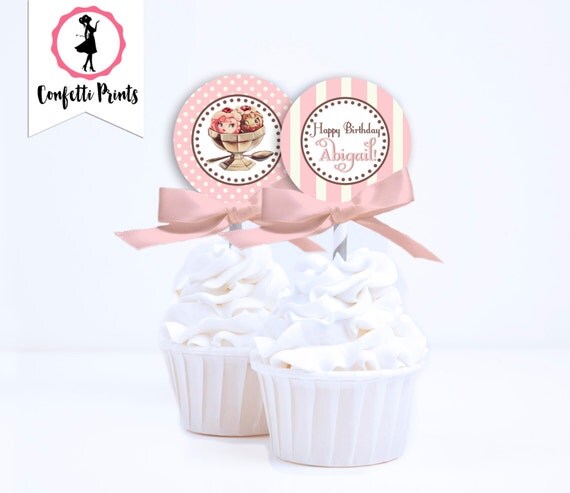Ice Cream Birthday Cupcake Toppers | Ice Cream Party | Summer Party | ICE CREAM SOCIAL Cupcake Picks | Ice Cream Shop | Printable Il_570xn