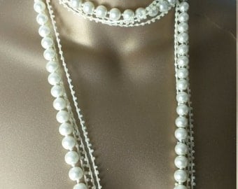 Costume pearl necklace, bridal, wedding, gatsby, string of pearls, birthday, present, ladies jewellery roaring 20s