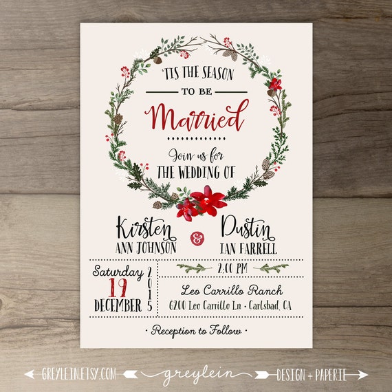 Christmas Wedding Invitations | Lisa Loves Design