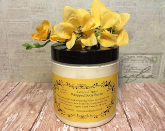 Lemon Cream Whipped Body Butter - 100% Natural, Non Toxic and Made to Order