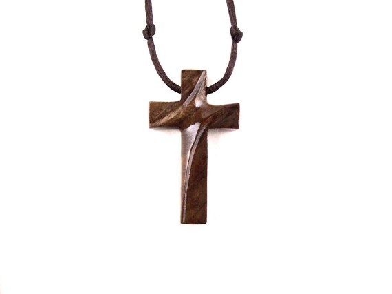 Wooden Cross Pendant Wood Cross Necklace Mens by GatewayAlpha