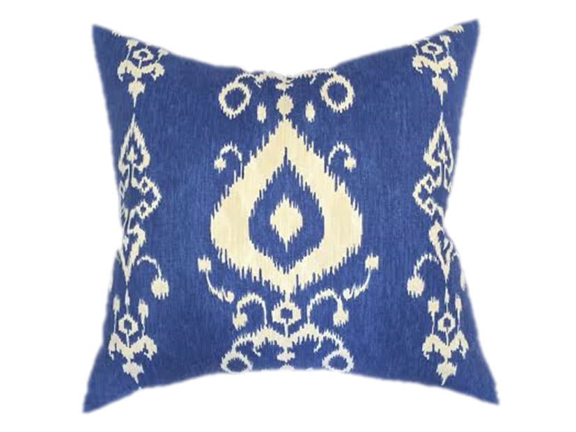 Blue Ikat Pillow Cobalt Blue Navy and Cream Designer Pillow