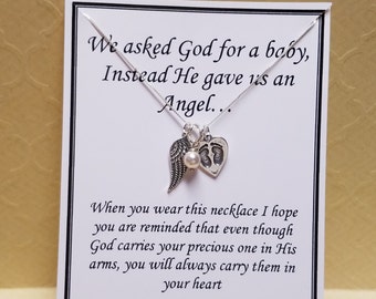 Miscarriage Gift God Gave Us an Angel Keepsake Necklace Sterling Silver