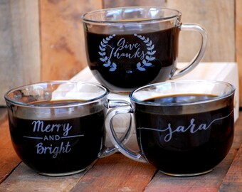 Personalized Coffee Mug, Holiday Gift, Christmas Gift, Custom Coffee Mugs, Wedding Favor, Anniversary Gift, Valentines Day, Wedding Present