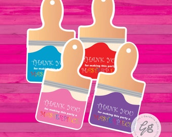 Art Party Thank You Tags, Art Party Favor Tags, Paint Brush Tags, Paint Brush Favor Tags, Paint Brush Thank You Tags, Art Party Favors Paint