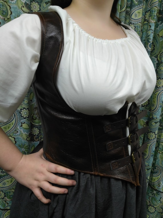 Leather corset waist cincher jerkin armor renaissance