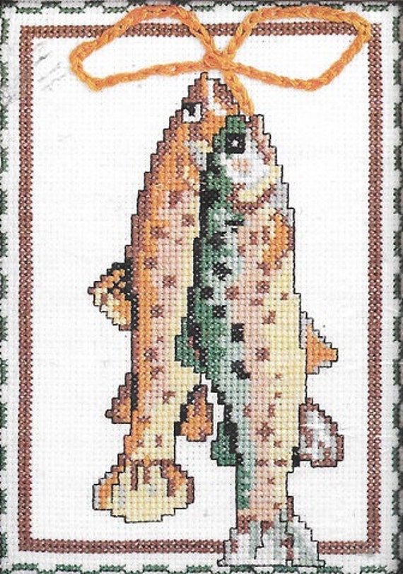 Candamar Designs Trout Rustic Fly Fishing Counted Cross Stitch