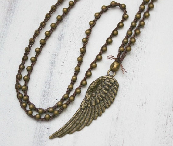 Angel Wing Necklace Layering Crochet by BearCreekCollection