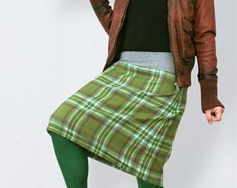 Green checkered wool skirt in retro style ,scottish checkered skirt, , scottish skirt, wool skirt, warm skirt, autumn, winter