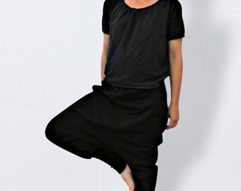 Black harem pants made of sweat for women, harem pants plus size women, harem pants XL, sarouel,sweat pants, loose bottom, drop crotch pants