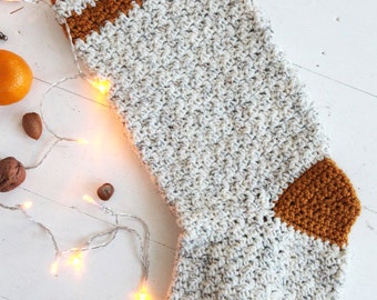 Crochet Tweed Christmas Stocking Pattern * Instant download (Pdf)
