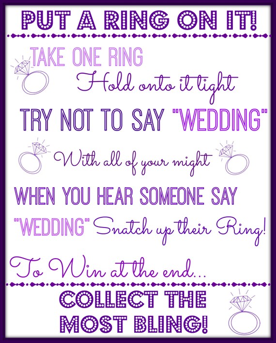 Put a Ring on it Bridal Shower Game Bachelorette by OliveMeadow