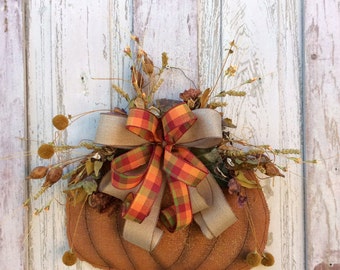 Burlap Pumpkin door hanger,Fall Door Hanger,Burlap Pumpkin Wreath Fall Pumpkin Door Hanger, Fall Wreath Alternative, Burlap Fall Door Hanger