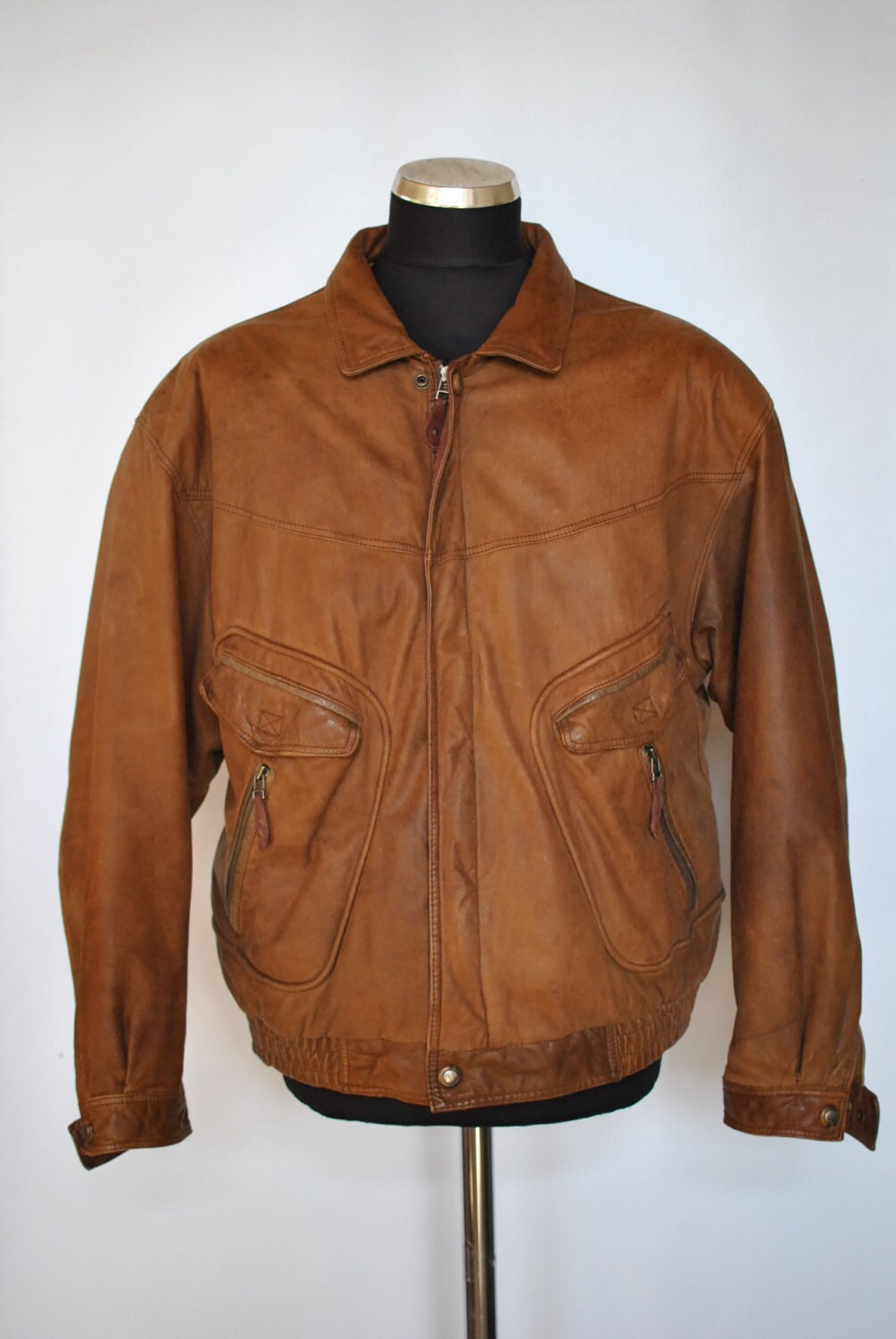 Vintage TRAPPER BOMBER LEATHER jacket with advance vintage
