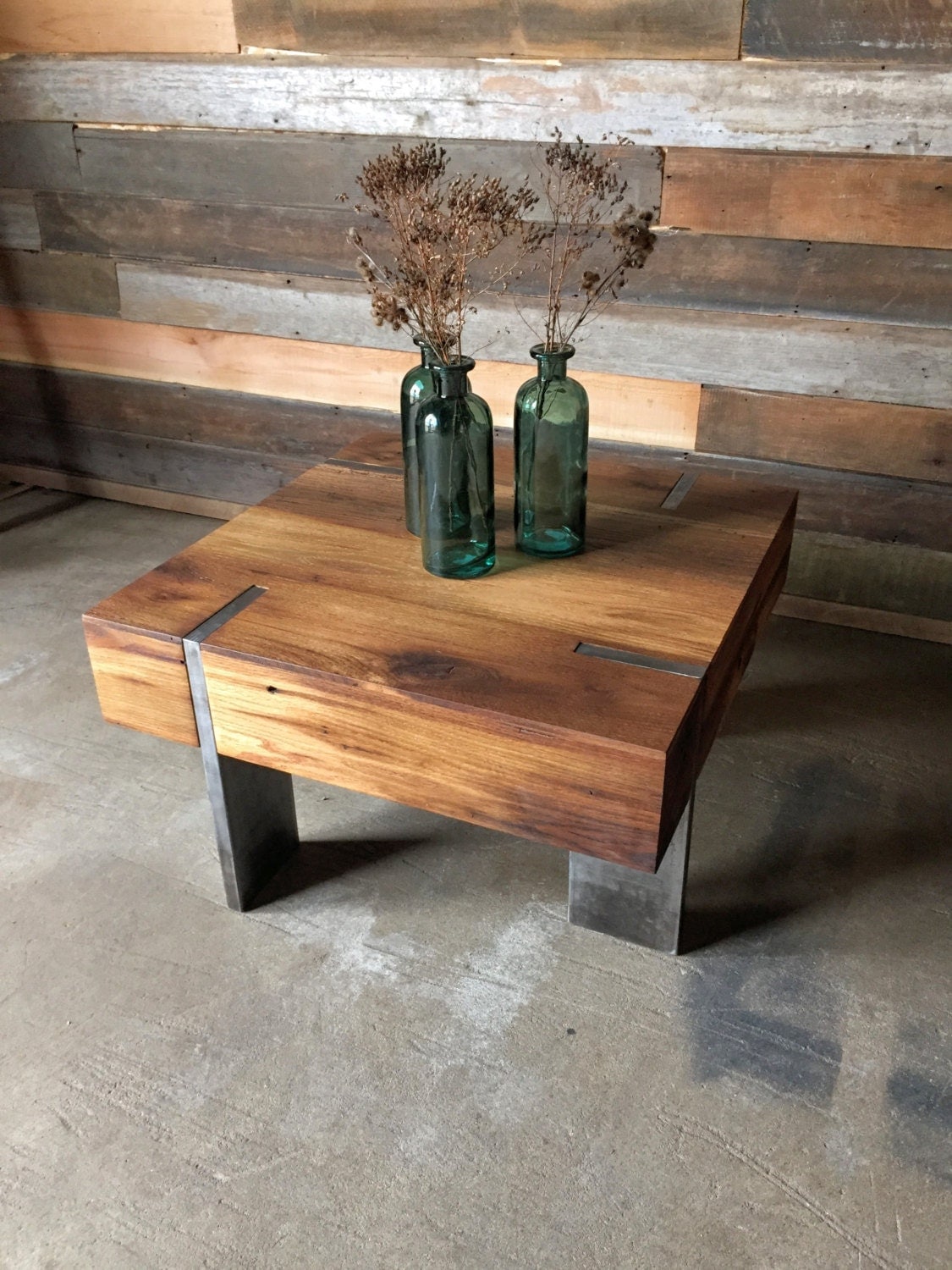 Recycled Wood Coffee Table / Reclaimed Wood & Tempered Glass Top Coffee Table | Etsy ... / The oval tabletop is made from solid reclaimed wood in a natural finish.