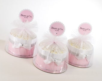 Baby & Co. Diaper Cake - Mini Diaper Cake Set - Baby Girl Baby Shower - Baby Shower Decor - Baby Shower Centerpiece