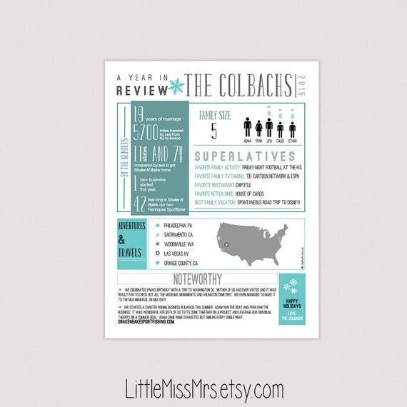 Infographic Photo Holiday Card - Year in Review - Include photo on back - choose from two infographic designs