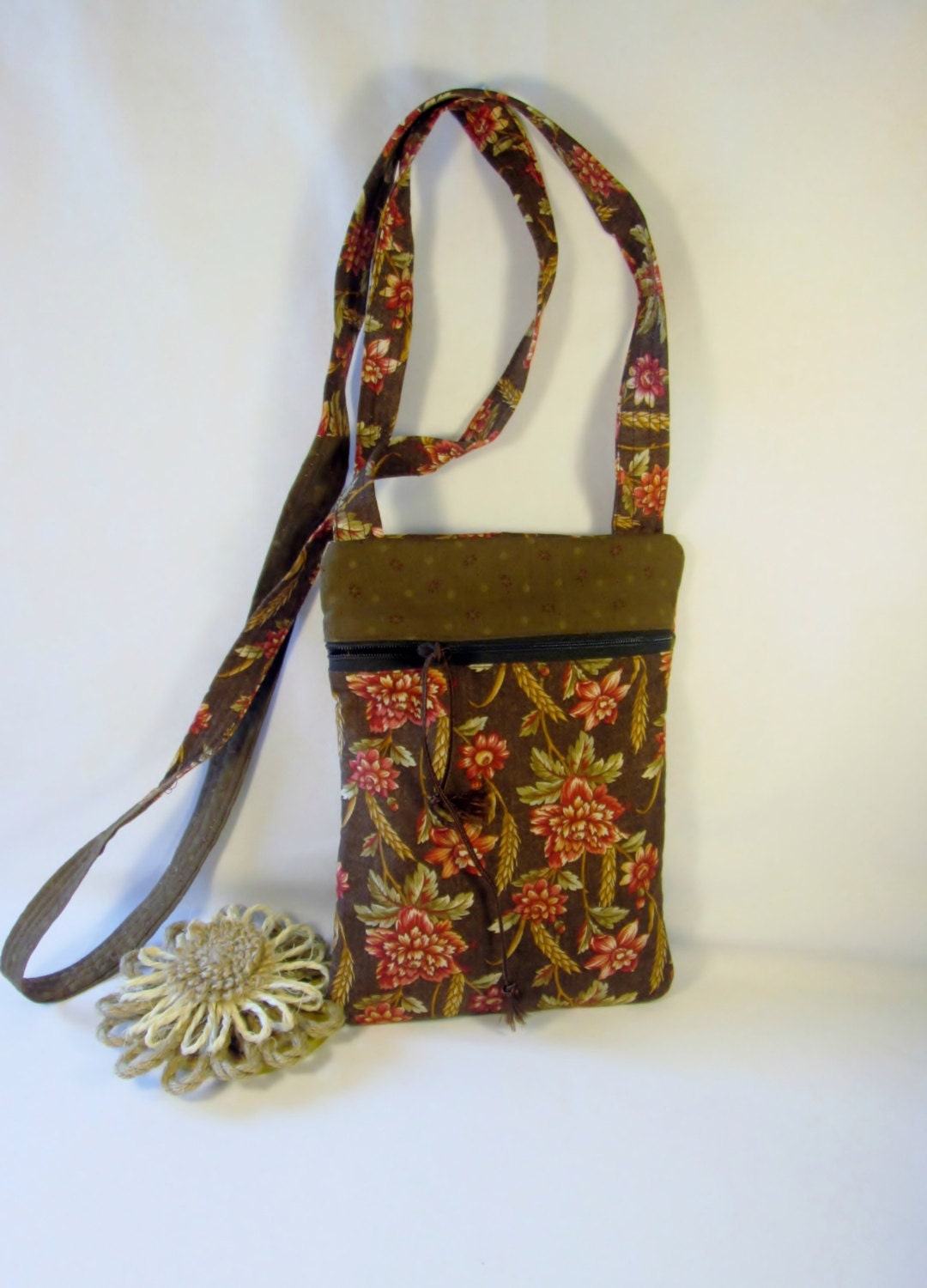 CrossBody Bag Shoulder Bag Fabric Bag Flora Bag by ClemmieVs
