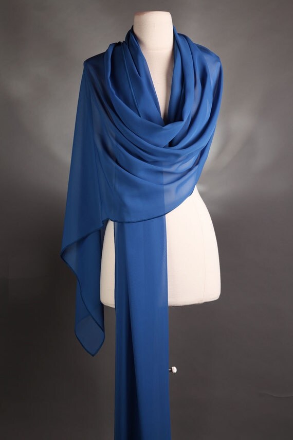 Blue Scarf Polyester Long Scarf Ladies Fashion Chiffon Scarves