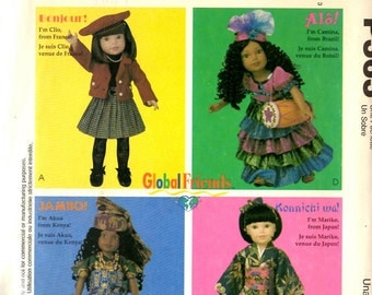 McCall's P363 Doll Clothes Global Friends Around the World France Japan Kenya Brazil American Girl Doll Clothes