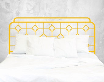 Chinoiserie Bed Headboard Wall Sticker - Iron Headboard Wall Decal Sticker - Minimalist Bedroom Wall Sticker