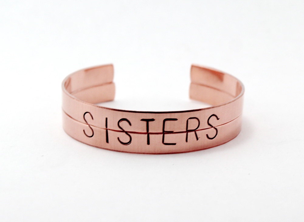 Sisters Split Word Bangle Bracelet