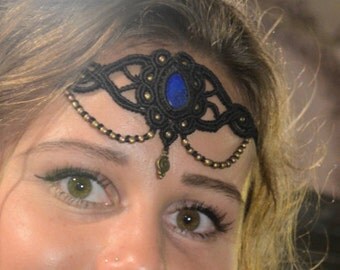 LAPIS LAZULI HEADPIECE Armband Choker *Goddess *Festival Clothing *Gypsy *Bohemian *Pixie Jewelry
