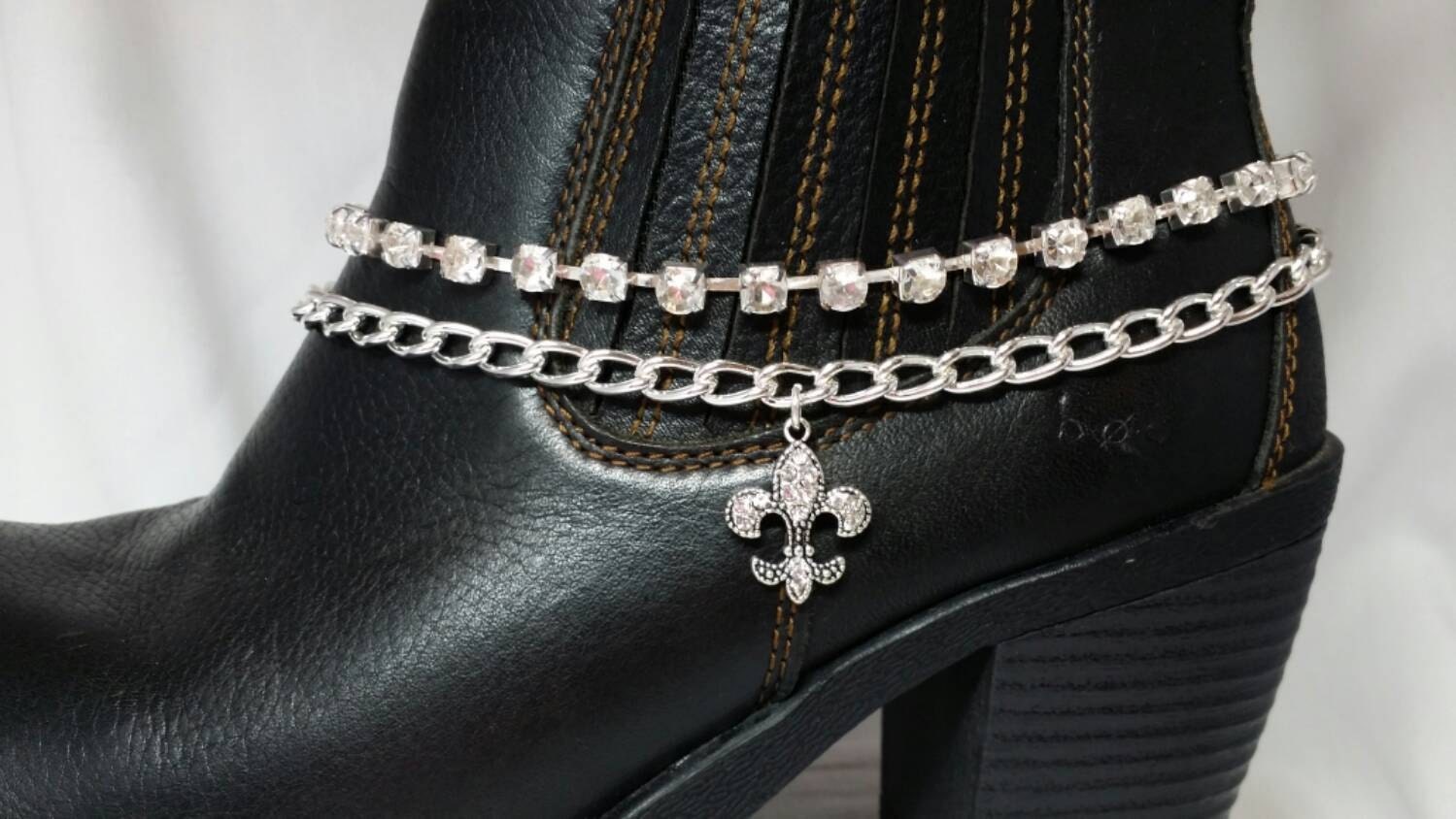 Boot Bling Bracelet Anklet Double Chains Jewelry Rhinestone