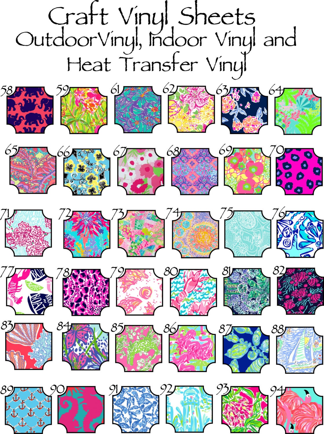 Beautiful Outdoor Indoor or Heat Transfer Vinyl Patterns