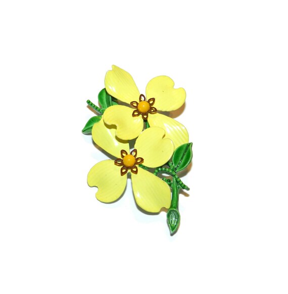 Items similar to Yellow Flower Brooch, Enamel Brooch, Floral Pin, on Etsy