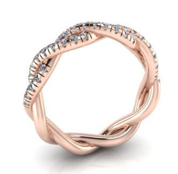 Braided wedding ring Wedding Diamond Band Bridal Eternity