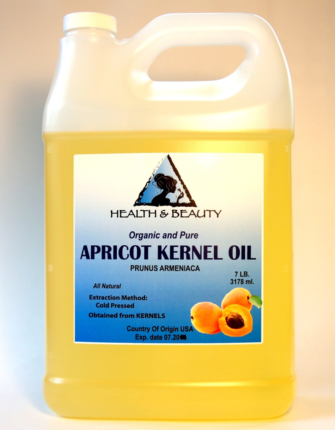 7 Lb 1 gal APRICOT KERNEL OIL Organic Carrier Cold by HBOilsCenter