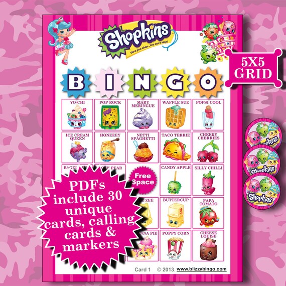 SHOPKINS 5x5 Bingo Printable PDFs Contain Everything You Need