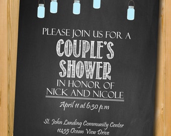 Printable Couples Shower invitation, custom Party invitation, custom chalkboard invite