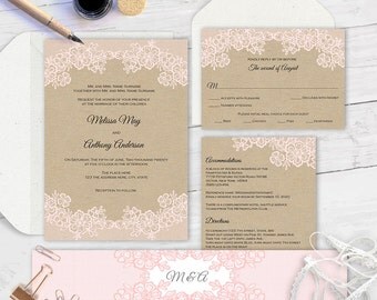 Items similar to PRINTABLE Wedding Invitation Suite DIY - Rustic ...