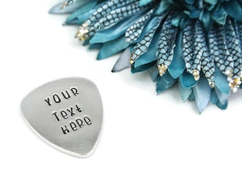 Personalized Guitar Pick | Custom Quote Pick Your Quote Your Text Gift For Him Musician | Hand Stamped Aluminum Guitar Pick