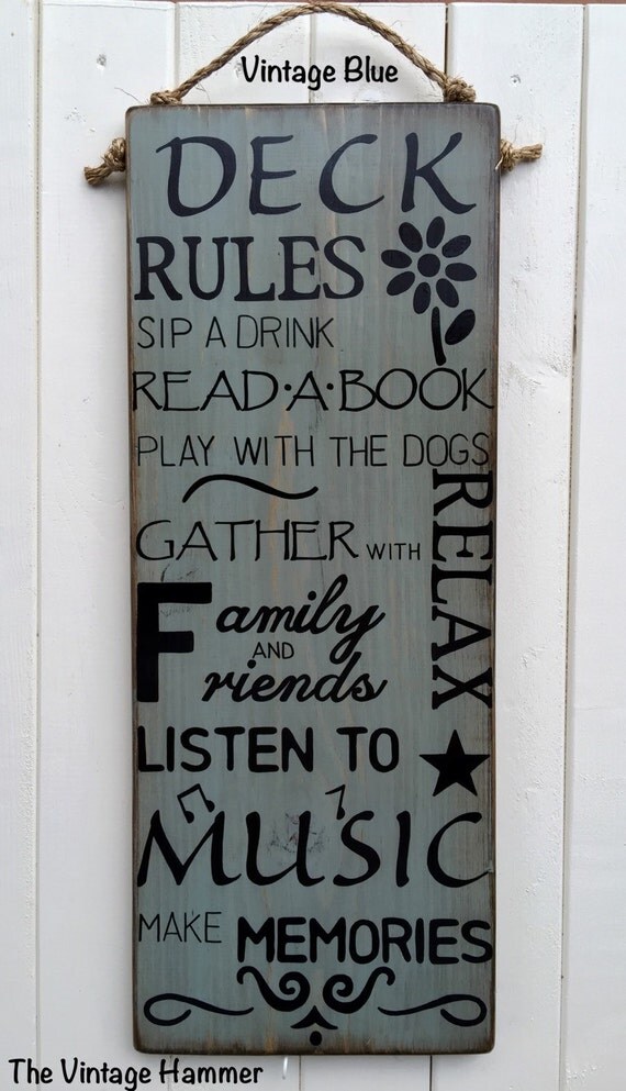 Large Deck Rules Sign Hand painted sign by TheVintageHammer