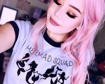 Mermaid Tshirt • Mermaid Shirt • Women's Clothing • Mermaid Squad Tee « B6050blue «« (basic, ringer tee) «
