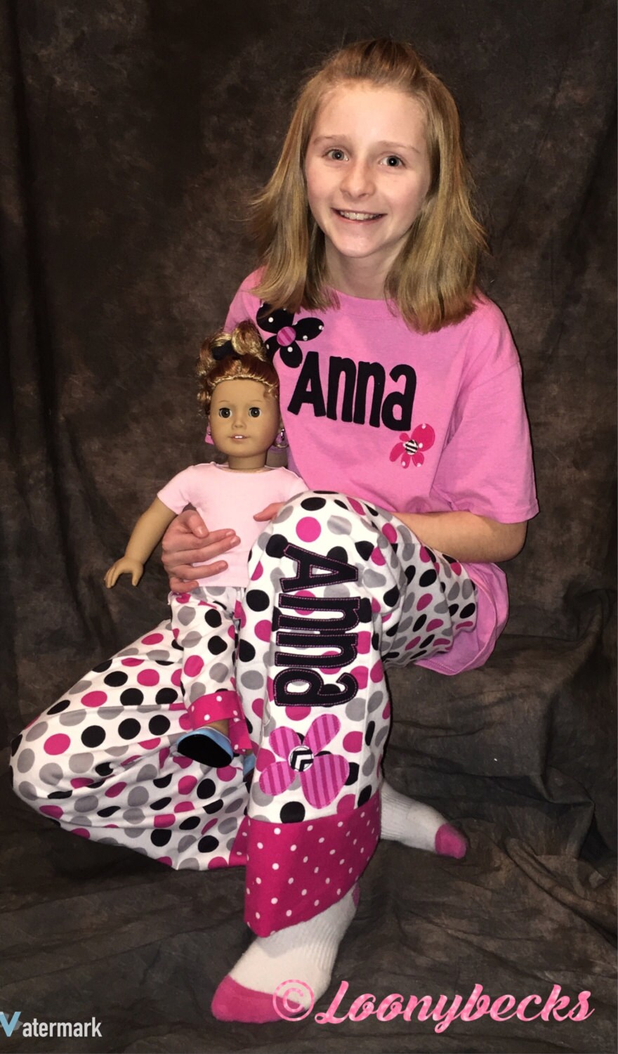 Personalized Matching Girl and Doll Pajamas/Lounge Sets