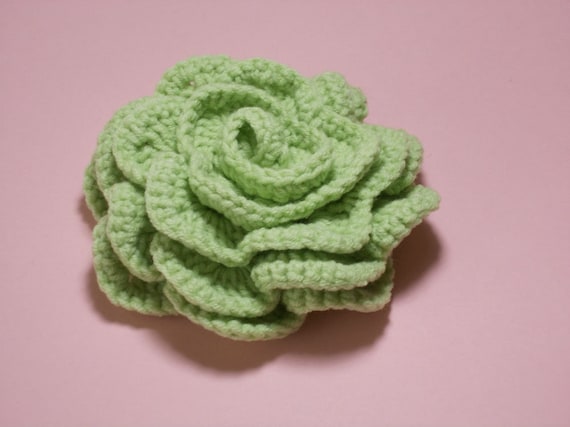 Crochet brooch Green lapel pin Crochet brooch pin crochet