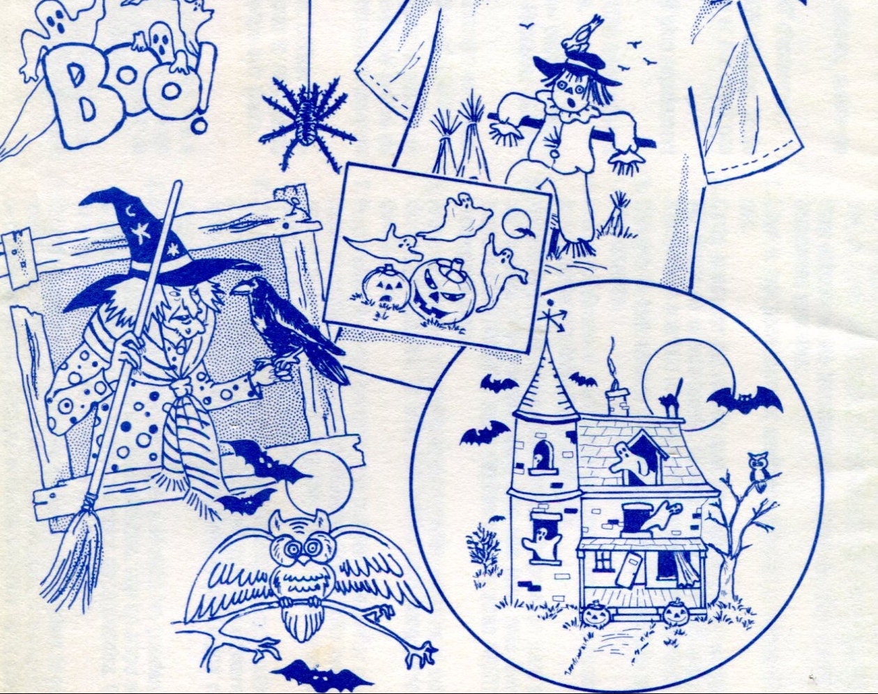 Vintage Halloween Hand Embroidery Iron On Transfers