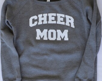 Cheer Mom Off the Shoulder Sweatshirt. Jersey. Cheerleading. Sports Mom. Oversized. Slouchy