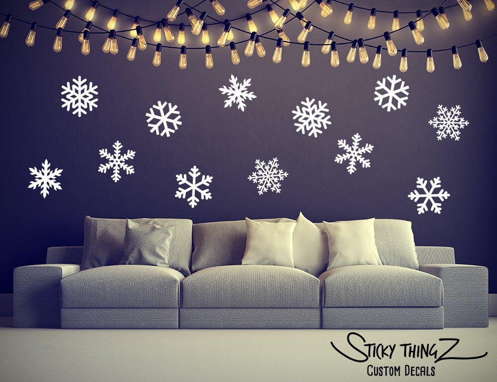 Snowflake Decals Snowflake Wall Decals Christmas Wall Decal