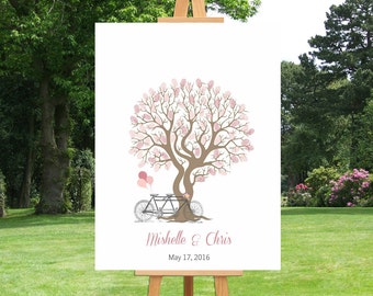 Tandem Bicycle Wedding Tree Guest Book Fingerprint Tree Keepsake Gift for Wedding Bridal Shower Guest Book Tree Thumbprint Guest Book -41677
