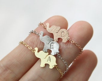 Elephant bracelet, Personalized Elephant jewelry, Initial bracelet, Animal bracelet, Animal jewelry, Friendship, Christmas gift, New years