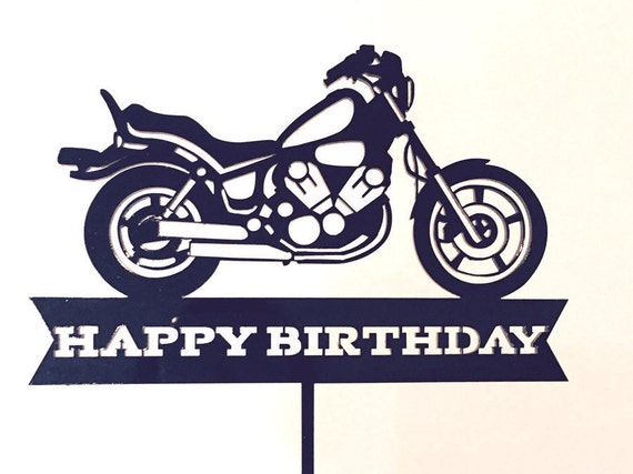 Birthday Acrylic Cake Topper Motorbike Happy Birthday