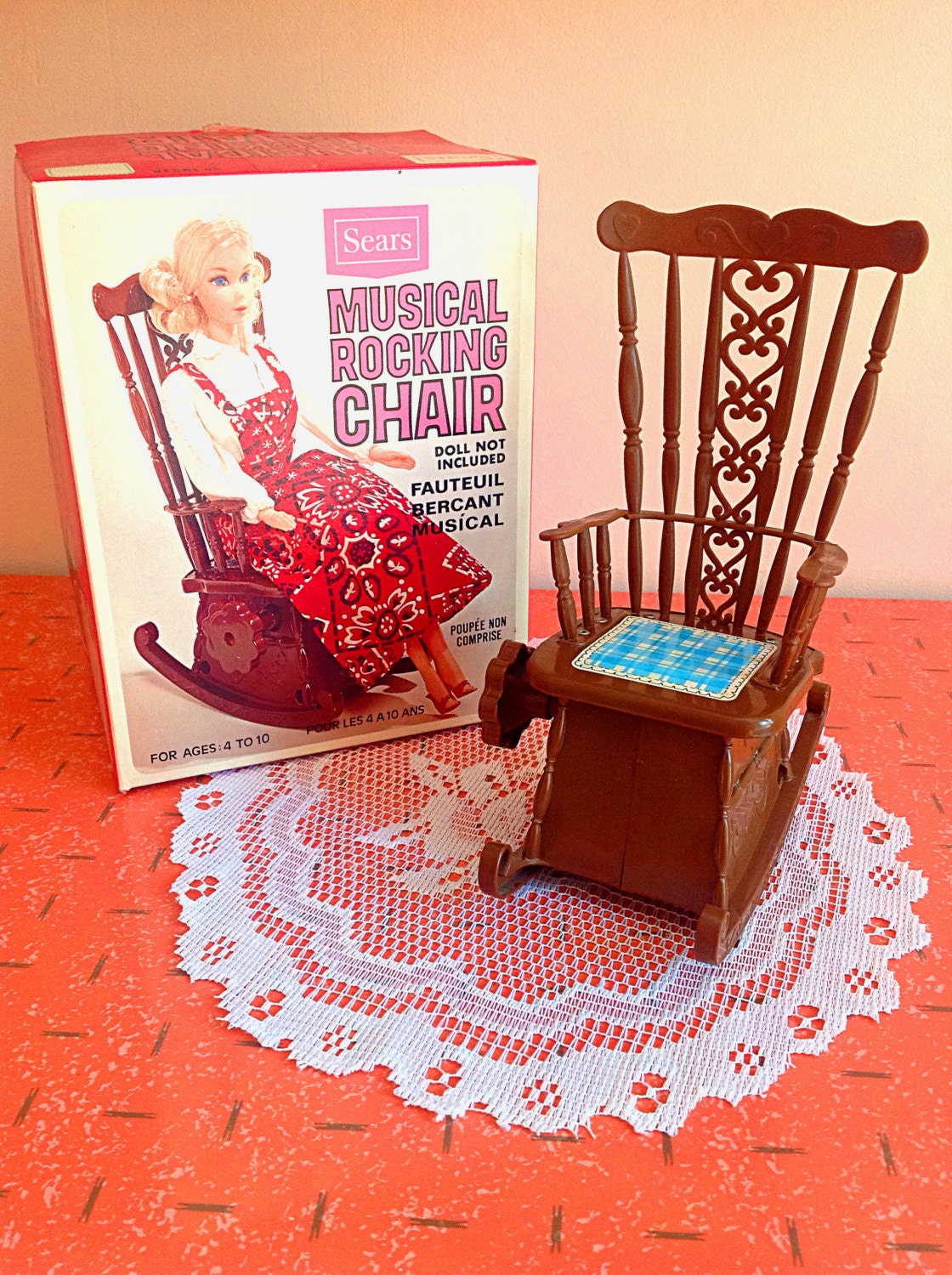 Vintage Sears Barbie doll musical rocking chair in original